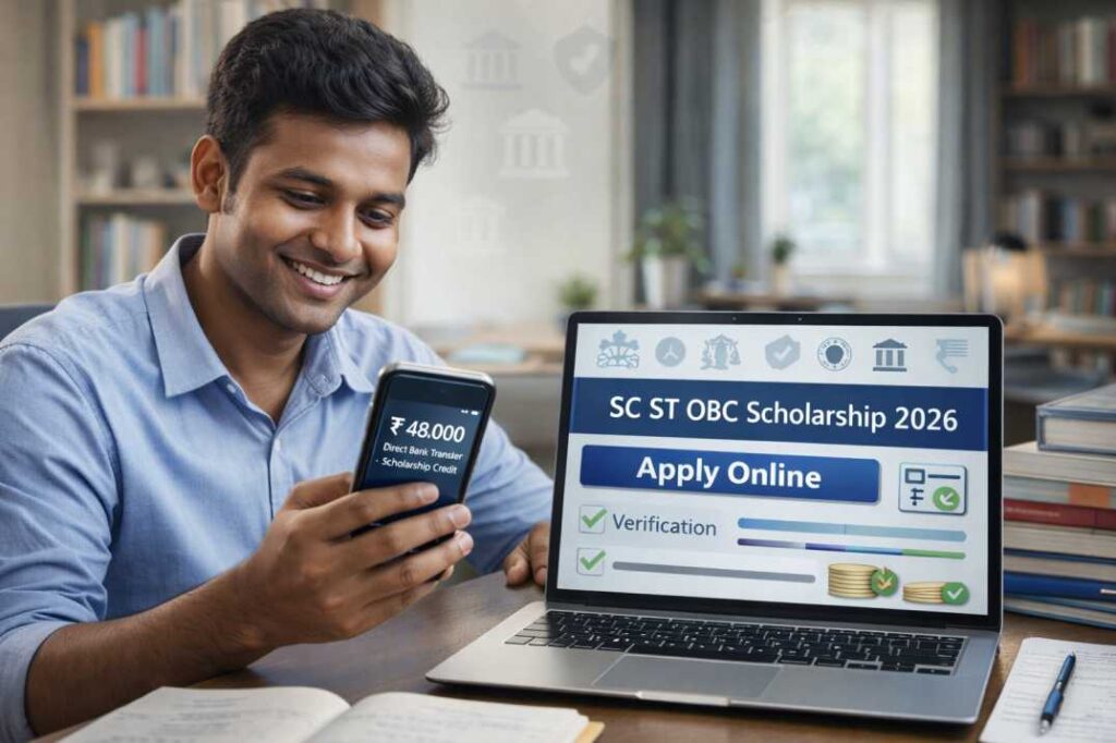 SC ST OBC छात्रवृत्ति 2026: ₹48,000 डायरेक्ट बैंक ट्रांसफर, आवेदन की पूरी जानकारी